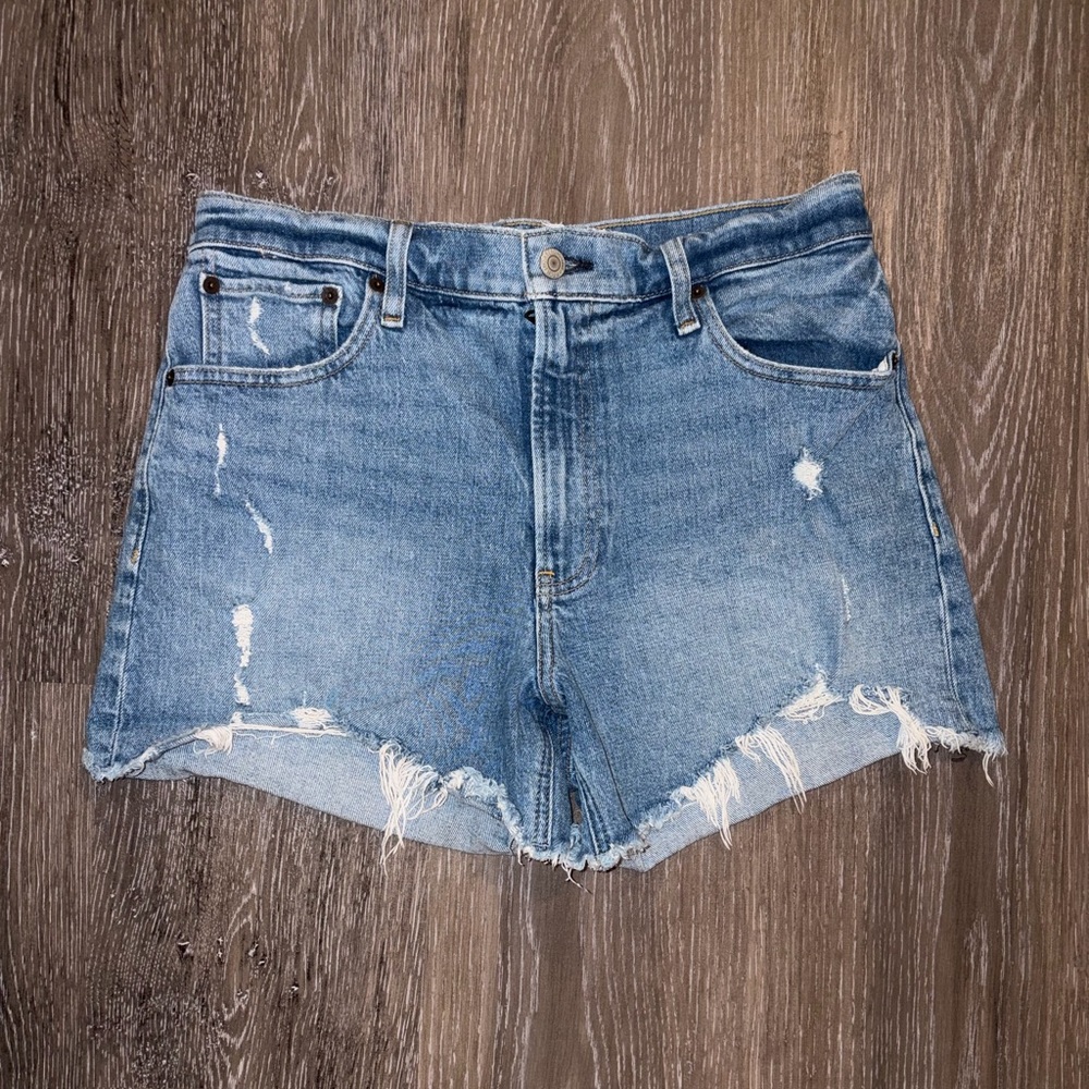 Abercrombie Women’s Light Blue Distressed Denim Shorts